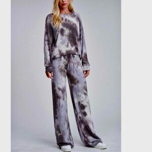 Phil Love Tie Dye Lounge Set Size XL Grey & Lavender Cozy Sweatshirt + Joggers